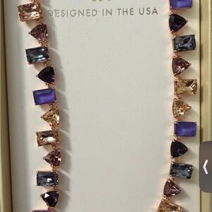 Multistone Purple & Champagne Rose Gold Necklace